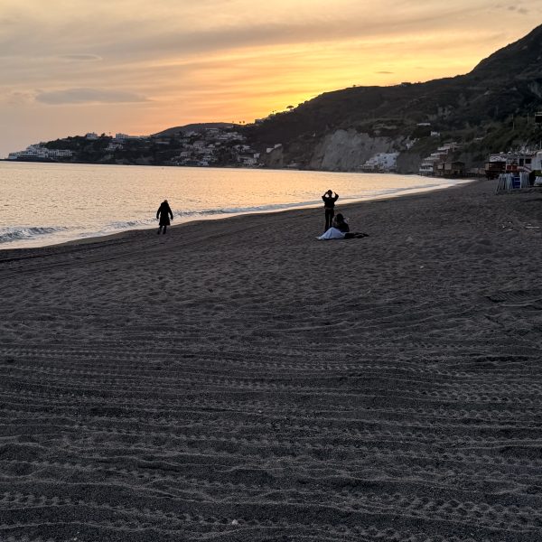 Sonnenuntergang und Abendessen