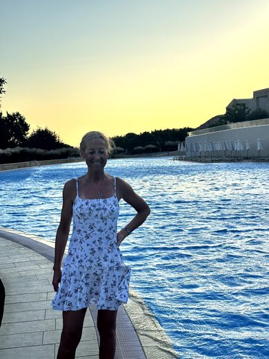 Sonnenuntergang und Abendessen am Meer