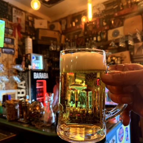 Erste Biere, Vijećnica und Sarajevo bei Nacht